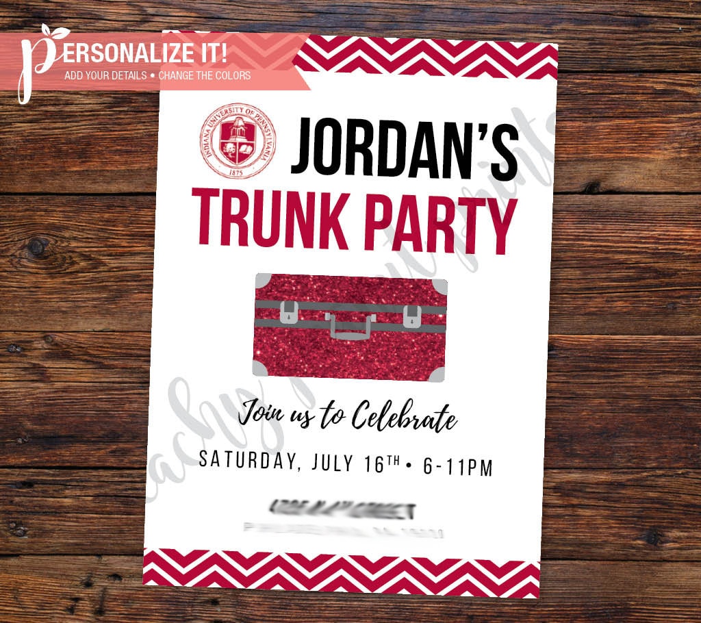 Trunk Party Invitation Going Away College by PeachyPeanutPrints