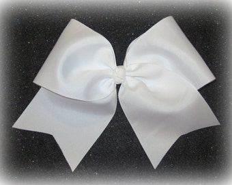 Cheer Bows, Girls Cheer Bows, White Cheer Bow, Softball Bows, Girls Big Hairbows, Team Bows, Dance Bows, Cheerleader Hair Bows, 7 inch bows