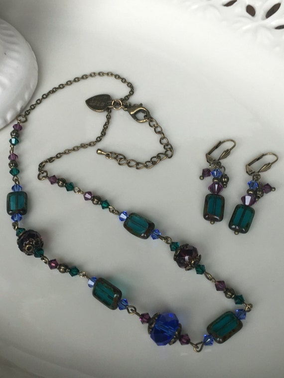 Vintage Inspired Royal Necklace & Earrings Set by RAmazingDesigns