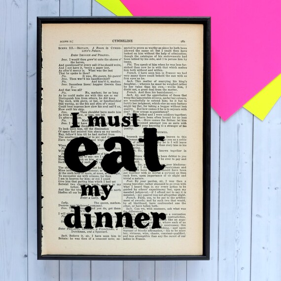 Shakespeare Quote Food Lover Gift Foody Present by BookishlyUK