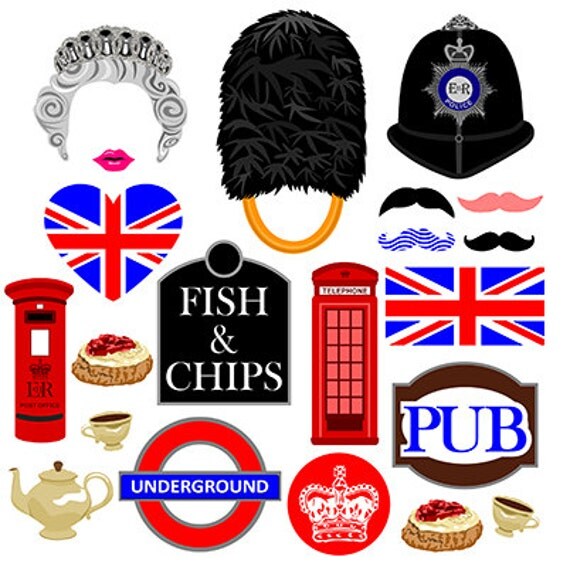 London photo booth props instant download by DigitalPhotoBooth