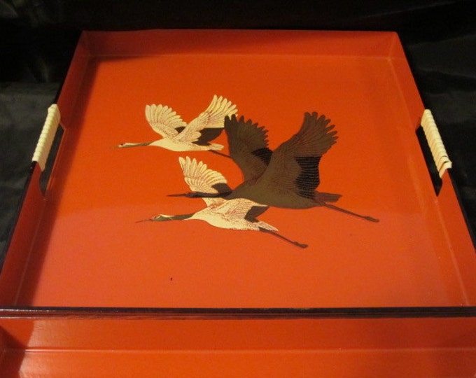 Mid Century Rust Color Trays Featuring Flying Geese, Kitchen and Dinning Tray's, Home Decor, Migrating Geese Trays Vintage, Accent Trays