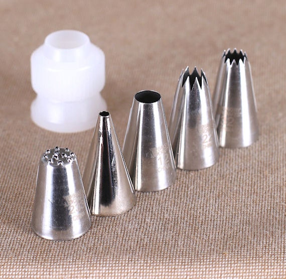 Frosting Tip Set Small Open Star, Plain, Grass, French, Writing Tip