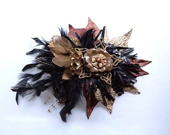 Golden Starfire Feather Hair Adornment