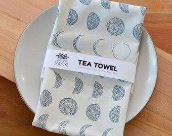 Organic Cotton/Hemp Moon Phase Pattern Tea Towel