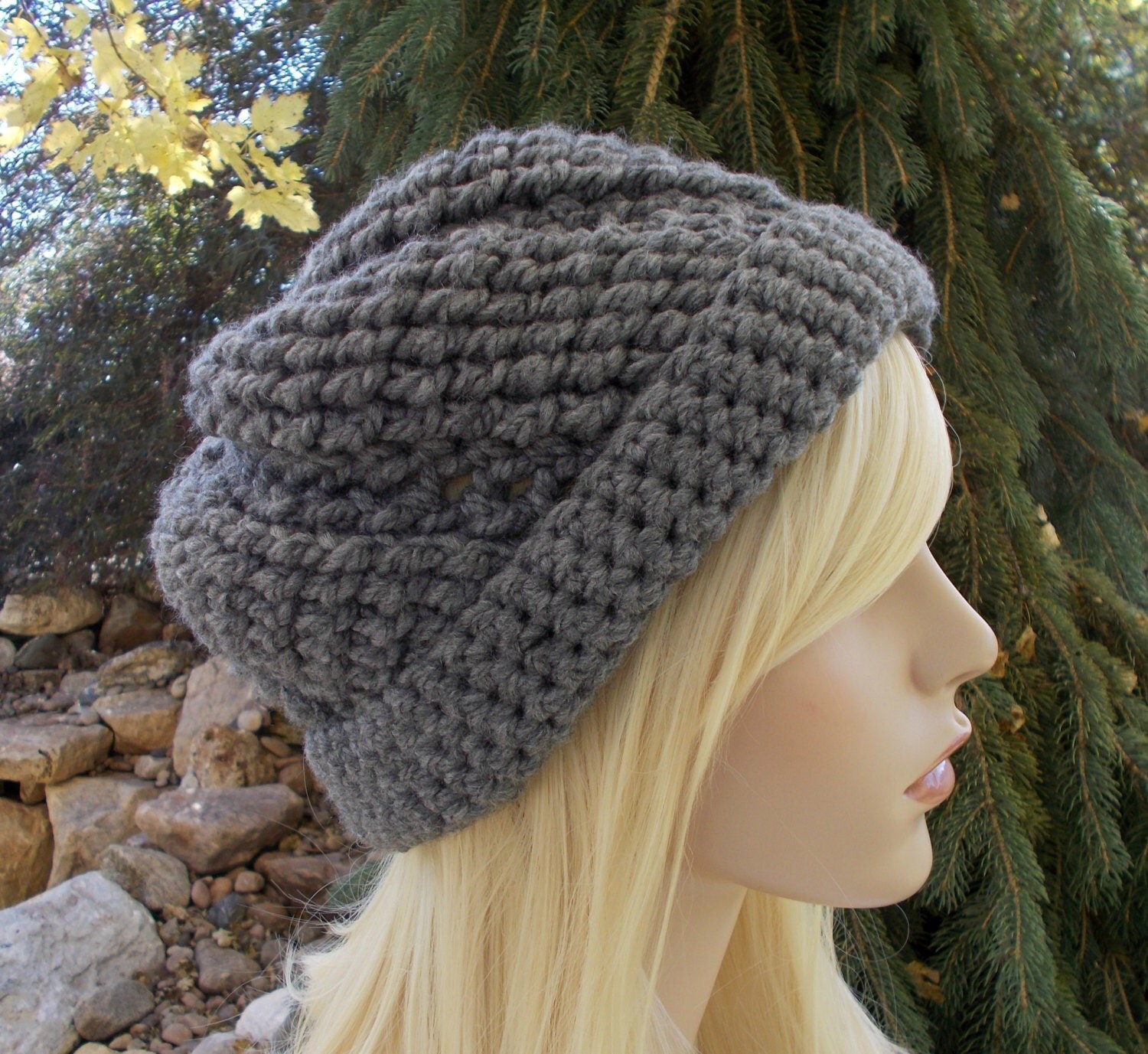 Dark Gray Crochet Hat Beanies for Teenage Girls Winter Hats