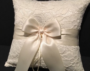 White or Ivory Lace Wedding Ring Bearer Pillow