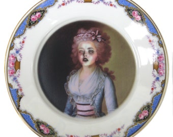 Zombie Contessa - Altered Vintage Plate 7.75"