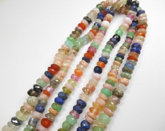 Gemstone wholesale Faceted, Multi Gemstone Rondelles, Lapis, Pink Opal, Sunstone, Ruby,3x5mm