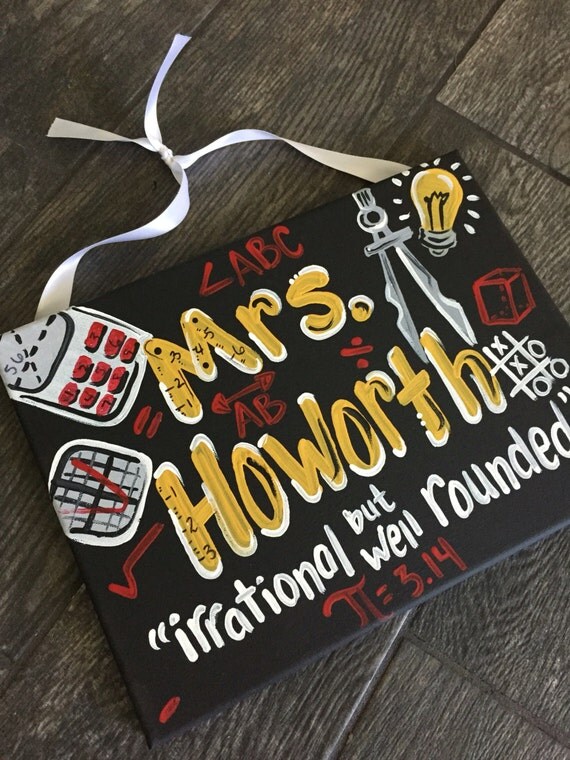 Math Teacher Sign Hand Painted Teacher Door Sign Hanger