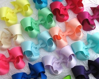 Hair Bow Set, Girls Hair Bows, Baby Girl / Toddler / Little Girl 3" Classic Style Boutique Hair Bow Clips ~ Everyday Girls Hair Bows