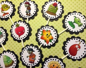 30 Dimensional "Plants vs Zombies" Cupcake Toppers *Ready to Ship*