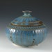 Light Blue Stoneware Ceramic Garlic Keeper - Carved Pottery