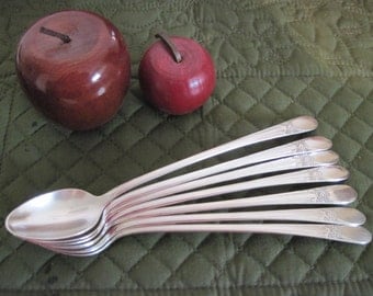 7 Vintage Wm Rogers Silverplate Iced Tea Spoons Beloved Pattern Circa 1940's