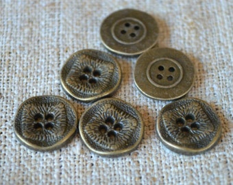 20 Buttons Antiqued Brass Lead Free Pewter Button Findings 15mm