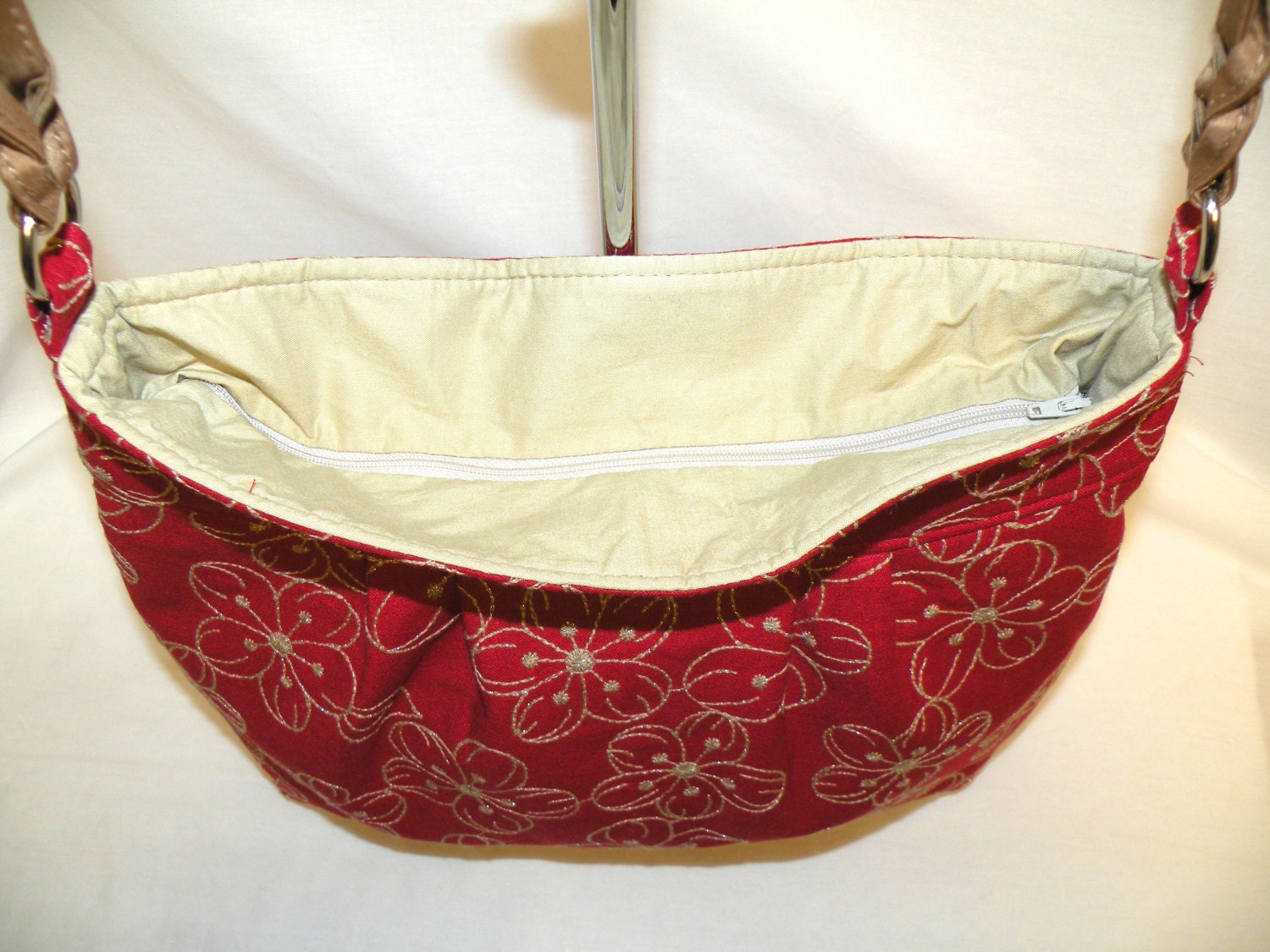 red fabric bag