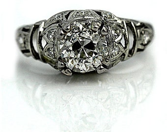 1920s engagement ring antique art deco 115ctw old mine cut diamond in platinum vintage engagement - Vintage Wedding Rings 1920 1920s engagement ring antique art deco 115ctw old mine cut diamond in platinum vintage engagement - Vintage Wedding Rings 1920