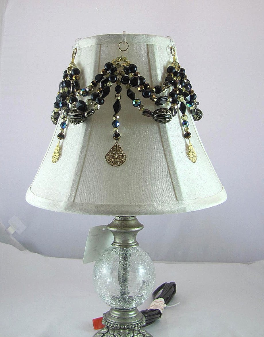 Lamp jewelry for your lampshade. Beaded cover with hooks.