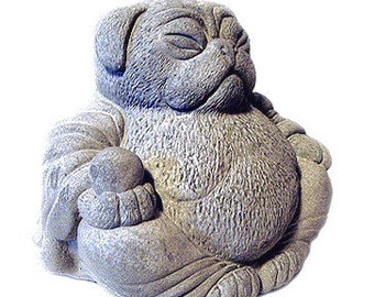 Zen PUG Dog Buddha Garden Art Statue Sculpture by Tyber Katz