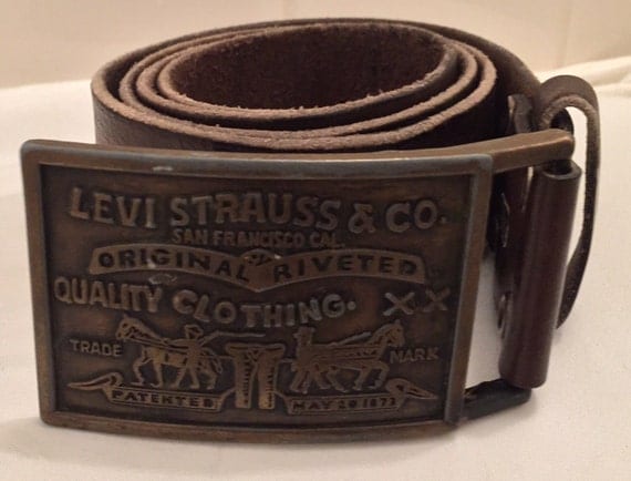 90s Vintage Levis Leather Belt With Buckle Retro