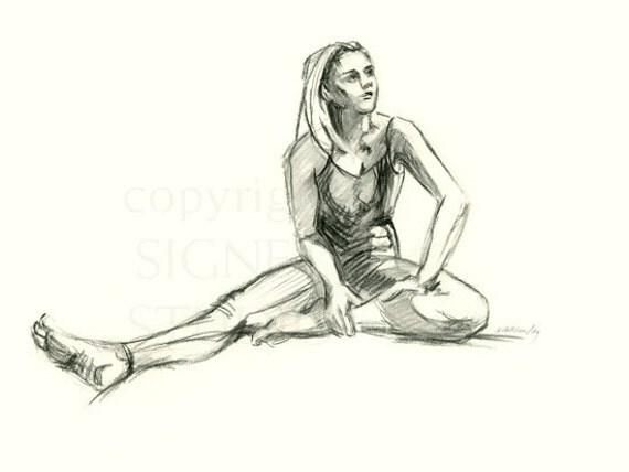 Items Similar To Original Charcoal Figure Drawing Dancer Resting