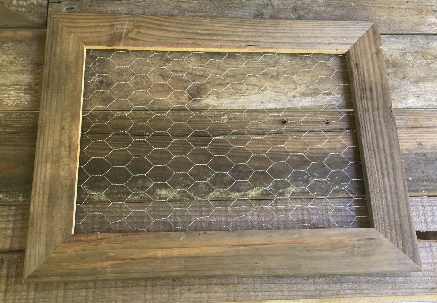 Barn Wood Chicken Wire Frame Rustic Photo by KatiesCozyCottage