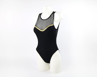 VINTAGE Black Mesh Swimsuit Onepiece 1990s Bathingsuit