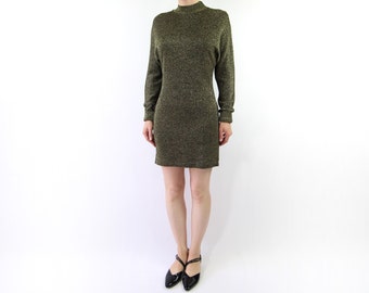 VINTAGE Metallic Mini Dress 1990s Longsleeve