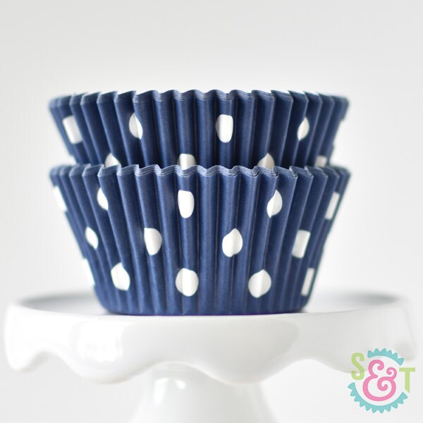 Dot Navy BakeBright GREASEPROOF Baking Cups Cupcake Liners