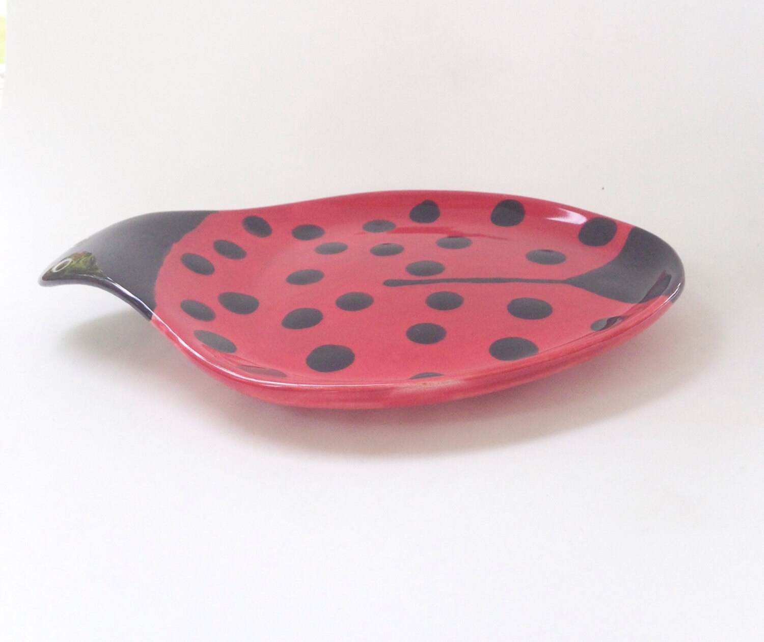 Ladybug Ceramic Spoon Rest Serving Spoon by ShadyLaneCeramics