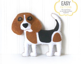 Beagle Sewing Pattern, Dog Hand Sewing Pattern, Felt Beagle Sewing Pattern, Stuffed Dog Pattern, Easy Dog Sewing, Instant Download