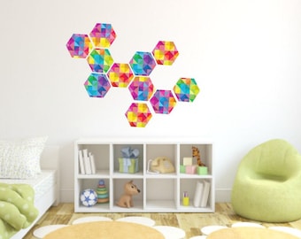 geometric wall decalhexagon decalscolorful hexagon stickerskids room decornursery - Design Stickers For Walls geometric wall decalhexagon decalscolorful hexagon stickerskids room decornursery - Design Stickers For Walls