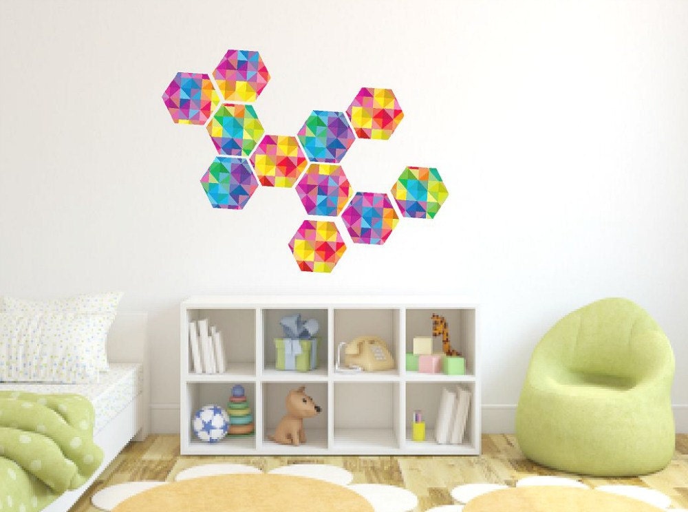 Geometric Wall Decalhexagon decalscolorful hexagon