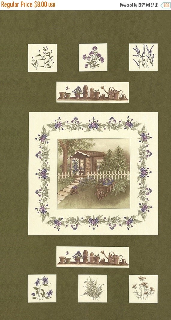ON SALE Moda Fabric THE Potting Shed by Holly Taylor -- Panel - Dark 