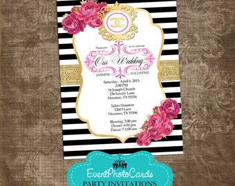 Chanel Couture Quinceanera Invitations, Announcements Digital DIY Print your Own