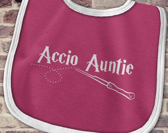 Gift from Auntie, Harry Potter Baby clothes, Accio Auntie bib, Funny Harry Potter Baby Bib, Baby gift from auntie, Auntie baby bib