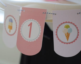 Instant Download - Editable - Ice Cream Party High Chair Banner