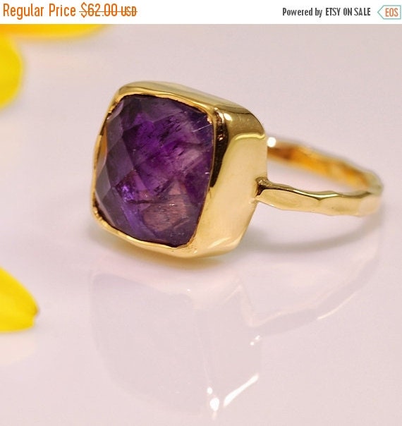 WINTER SALE Purple Amethyst Ring February Birthstone by delezhen