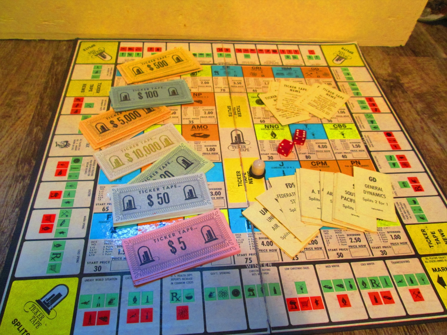 1960 Ticker Tape Board Game. Stock Market Board Game. Y333