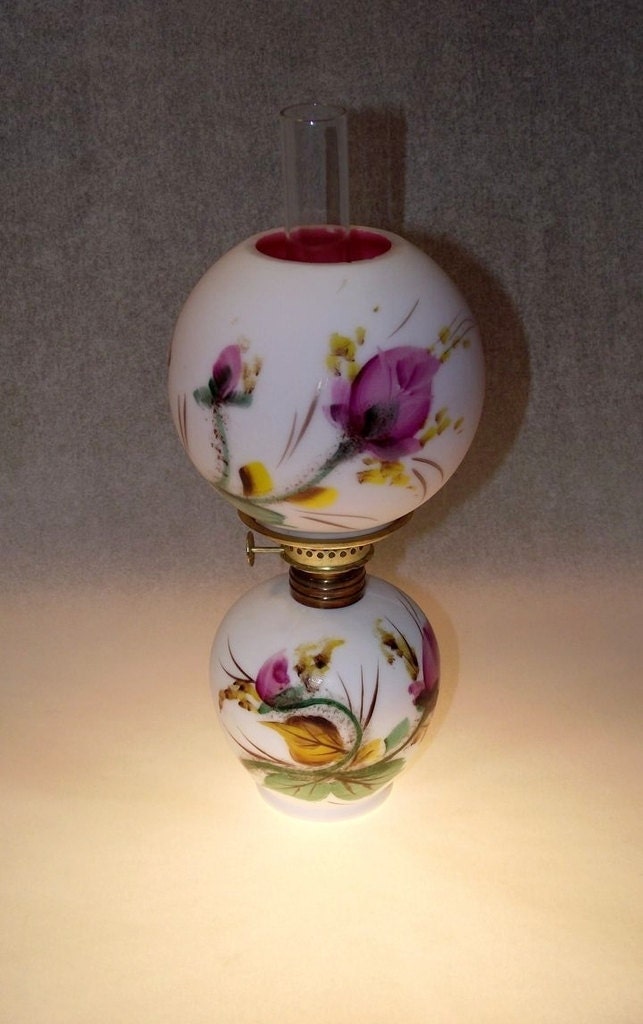 Fenton Moss Rose Miniature Oil Lamp Gone with the Wind GWTW