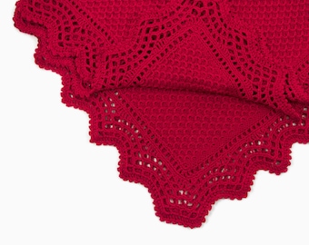 Knitted Baby Blanket, Merino Wool Blanket, Christmas Gift - Red