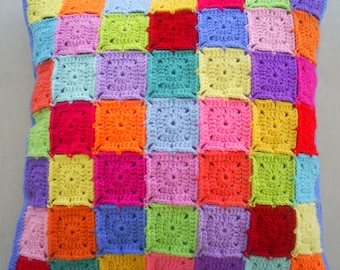 colorful granny square cushion cover / pillow cover