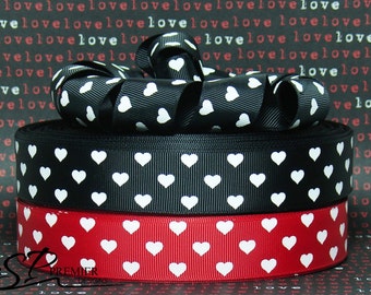 1" Valentines Heart Grosgrain Ribbon