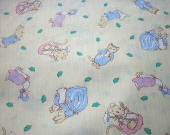 Peter Rabbit Fabric Pale Yellow Background Rare and Hard To Find New By The Fat Quarter