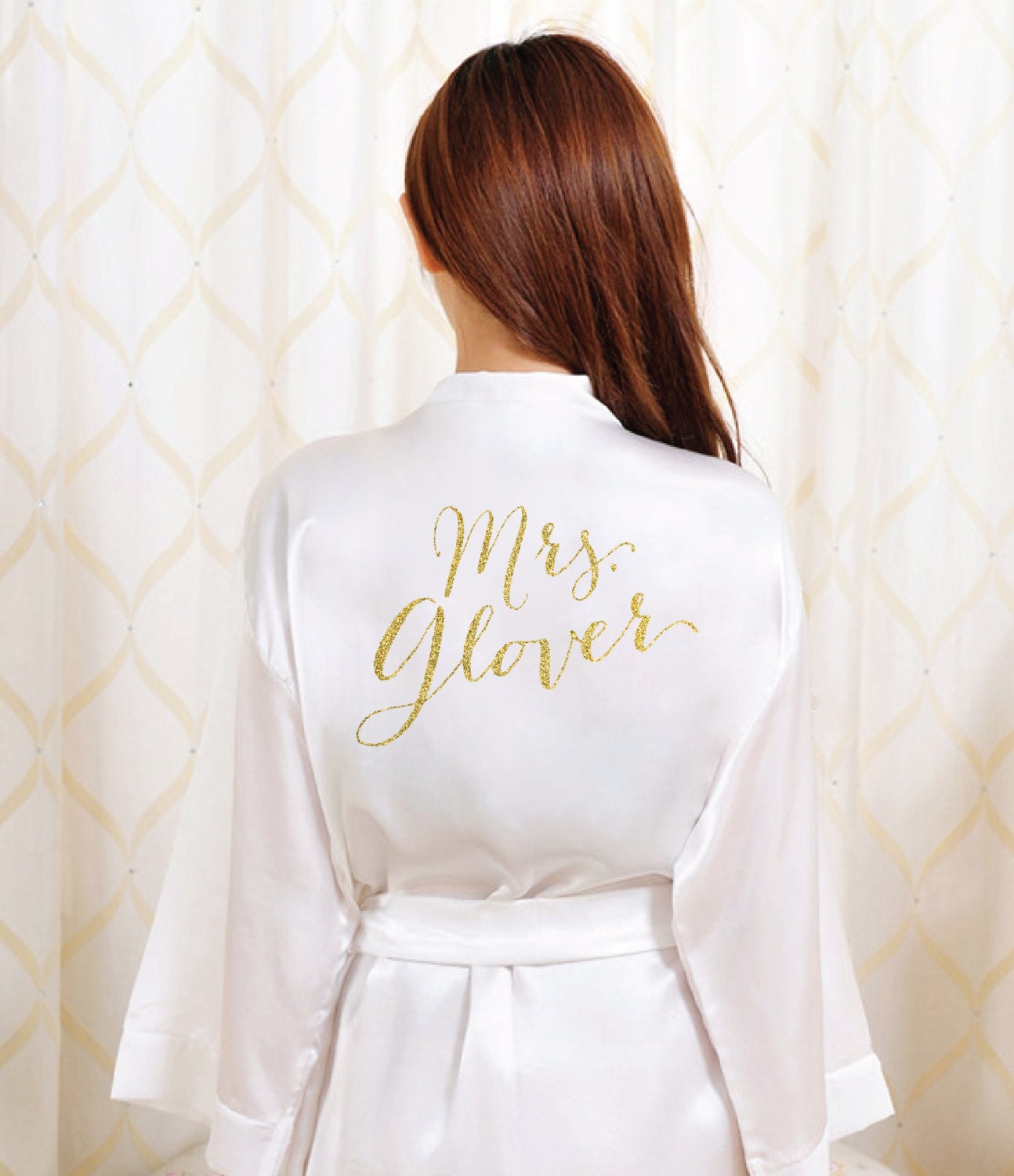 Gold Glitter Bridal Robe Bride Bathrobe Satin Cover Bridal