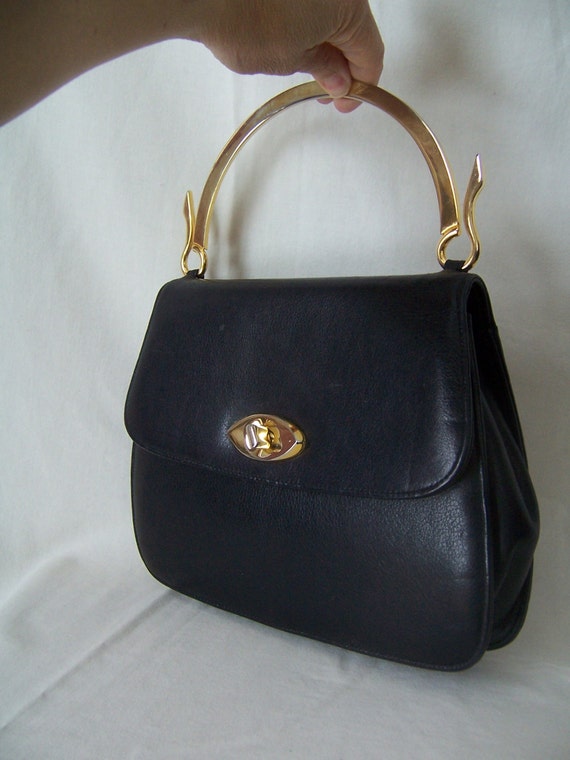 FABULOUS Susan Gail vintage black leather convertible handbag