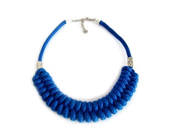 Knotted Bib Necklace, Rope Statement Necklace, Rope Necklace, Knot Necklace