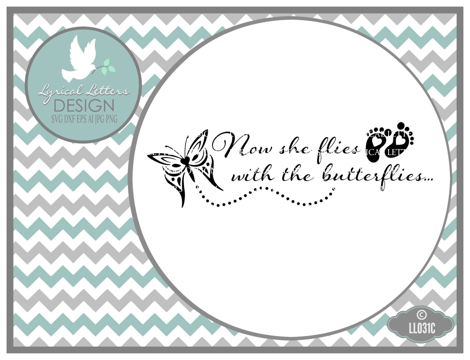 Now She Flies with Butterflies LL031 C SVG Cutting File