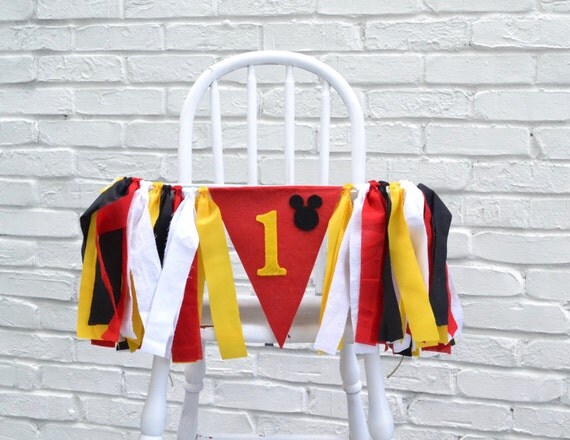 Mickey Mouse 1st birthday Banner - boy 1st birthday decor - Mickey mouse birthday - boy 1st birthday - high chair banner - boy birthday Il_570xn