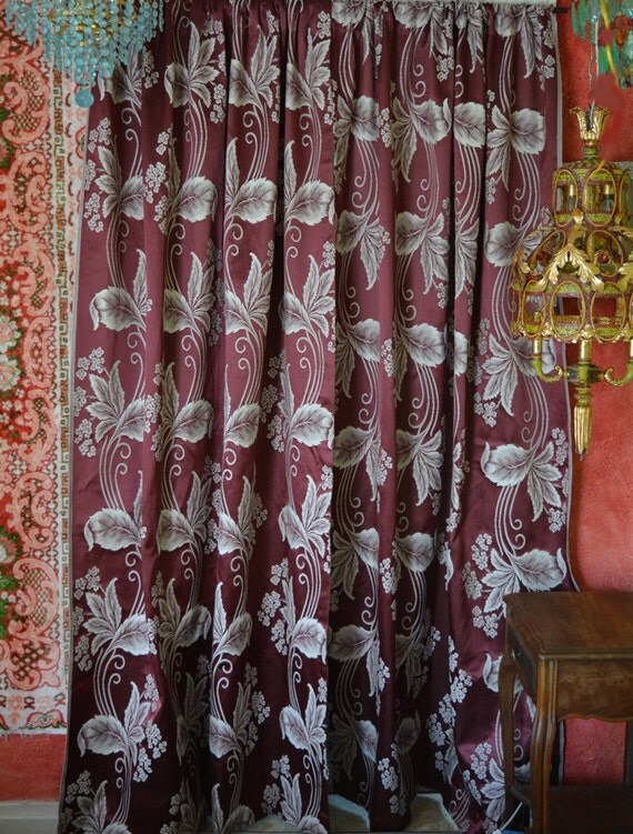 Satin Brocade Curtains Mint Condition Reversible 46w.